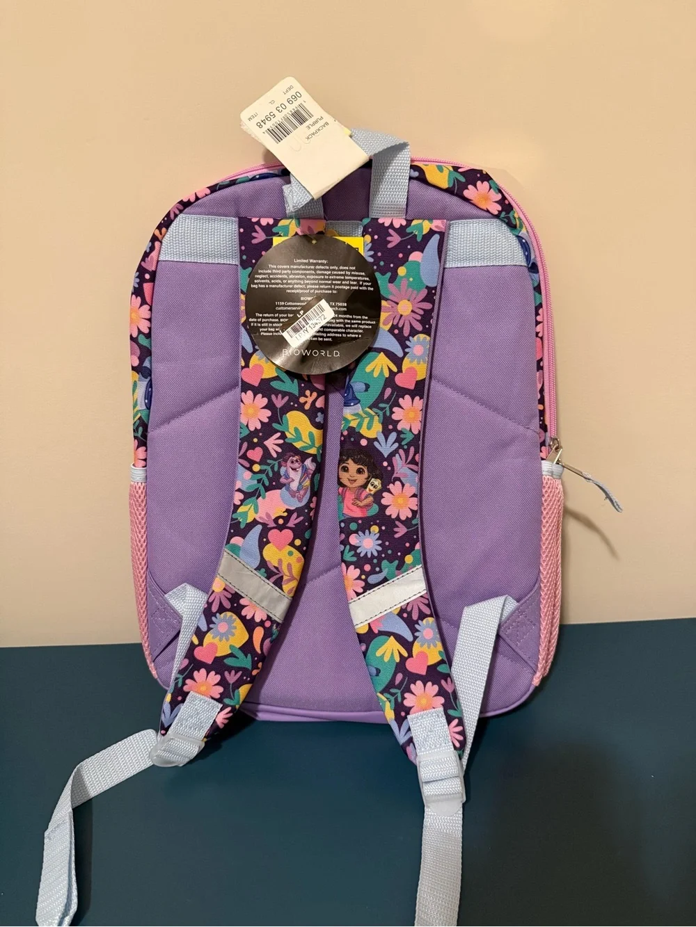 Kids Backpack in Pink with Glitter Front Pocket
